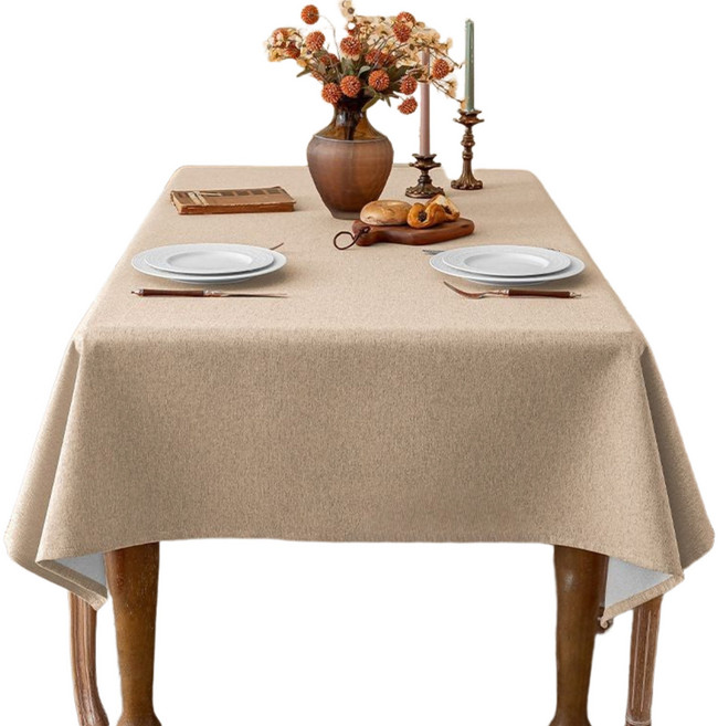 서플라이랩 솔리드컬러 방수 기능성 사각 고급 식탁보 테이블보, 140*220(6인용표준), 베이직베이지, 1개