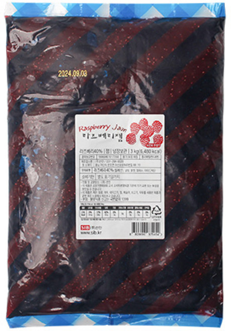 라즈베리 잼 3KG 산딸기쨈 선인 [아이스박스포함], 3개
