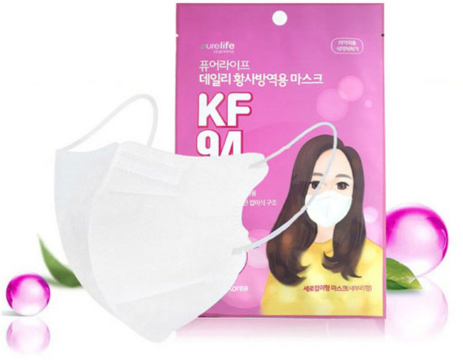 퓨어라이프 데일리 황사방역 마스크 KF94 대형 x100매, 1개입, 100개, 화이트