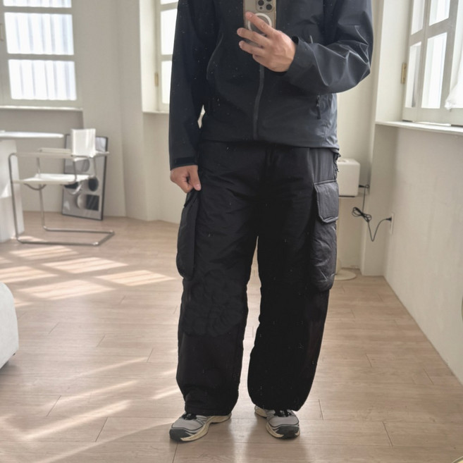 겨울 방한 카고 패딩 팬츠 3온스 와이드 등산 캠핑용 바지
