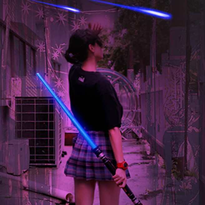 23 할로윈 무기 소품, 62_LED 늘어나는 광선검 (블루), 1개