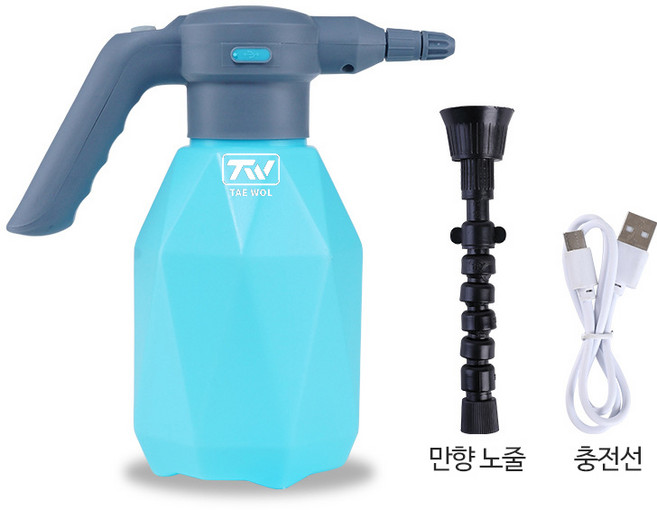 태월 농약분무기 충전식 전동 자동 압축 고압 리틈살포기 분사기, 블루, 1개
