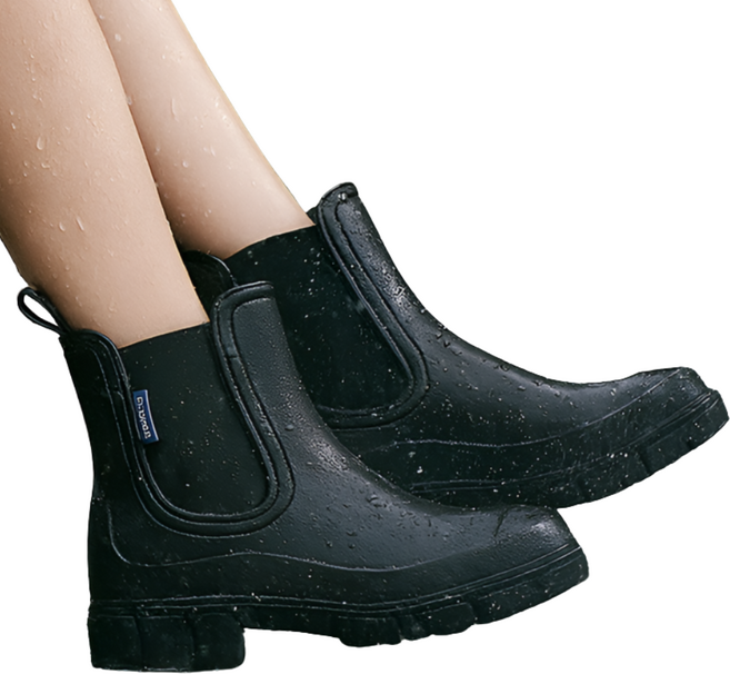 슈토리 레인부츠발편한 여성장화 데일리 미들 숏 3CM 미끄럼방지, 1개, 블랙