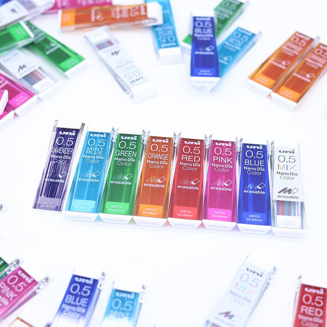 [pen도소매]미쓰비시 유니 나노다이아 샤프심 0.5 nanodia color, 그린(6)