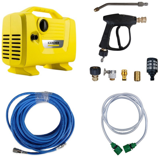 카처 K2 POWER 케이투파워 고압세척기 원터치 세트 에어컨청소 세차 베란다 호스 10M 110bar