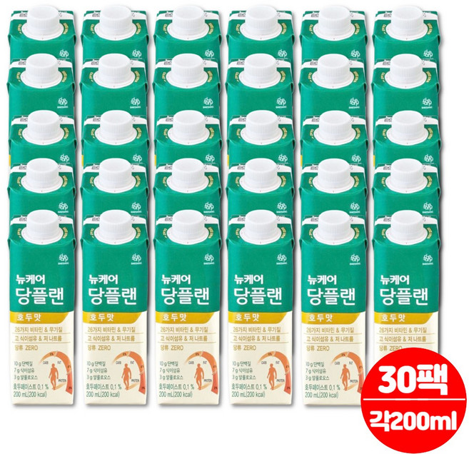 당플랜 당뇨 환자 영양식 노인 두유 선식 단백업 당케어 당류 제로 음료 단백질 보충제 아침 점심 저녁 대용 식사대용식 간식, 30개, 200ml