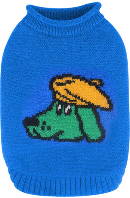 겨울 강아지옷 카툰 니트 조끼 강아지 가을 고양이옷 보온 애완동물 옷 블루