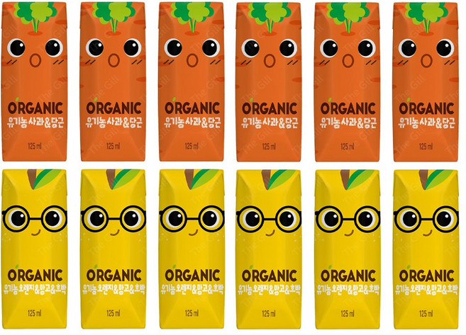 어린이집 키카 어린이 주스 오가닉유기농 크니지니125ml 각6개씩 총12팩, 12개
