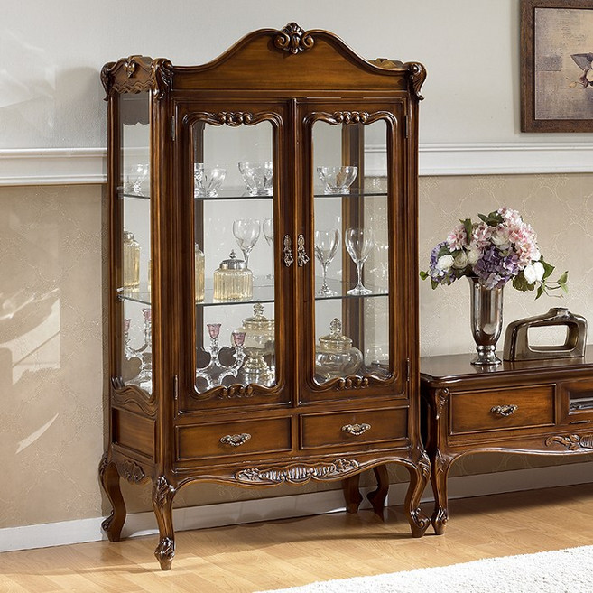 [유캐슬] ★커피쿠폰+무료배송★ 벤티 엔틱 원목 장식장 유리 양주 진열장_CP, 상세 설명 참조