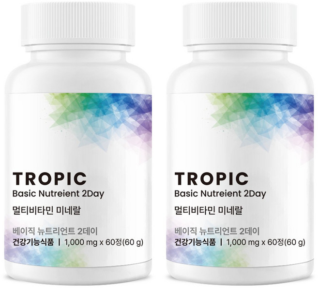 Tropic 베이직 뉴트리언트 2 데이 올인원 종합비타민, 2개, 60정
