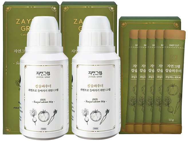 자연그램 칼슘파우더 과일세정제 150g 2개 + 스틱형 7.5g 1개 세트, 1세트