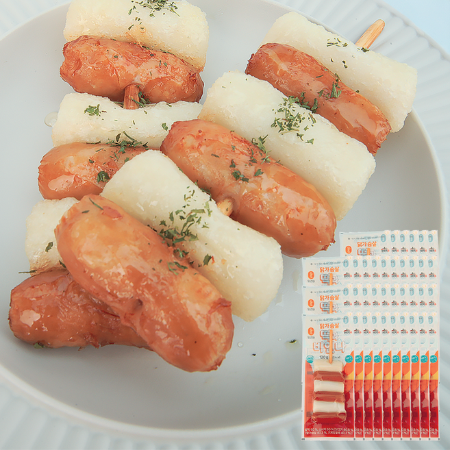 [밀리원] 소떡소떡 떡과비앤나 120g 쫀득쌀떡 육즙팡팡 닭가슴살소세지, 36개