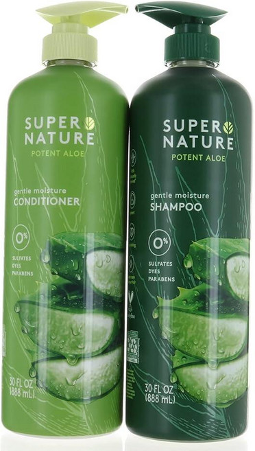슈퍼 Nature Potent 알로에 젠틀 모이스처 샴푸 컨디셔너 966.6ml, 슈퍼 Nature Potent 알로에 젠틀 모이스처 샴