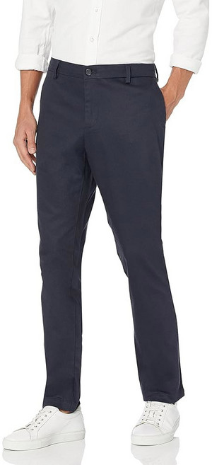 도커스 남성 운동복 시그니처 카키 럭스 코튼 스트레치 팬츠, Navy, 40W x 32L