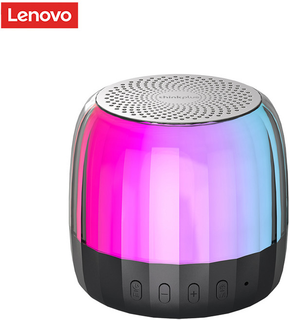 Lenovo K3 Plus 무선 블루투스 5.2 스피커 서브 우퍼 휴대용 플레이어 RGB 라이트 스피커 방수 USB 라우드 스피커, Black