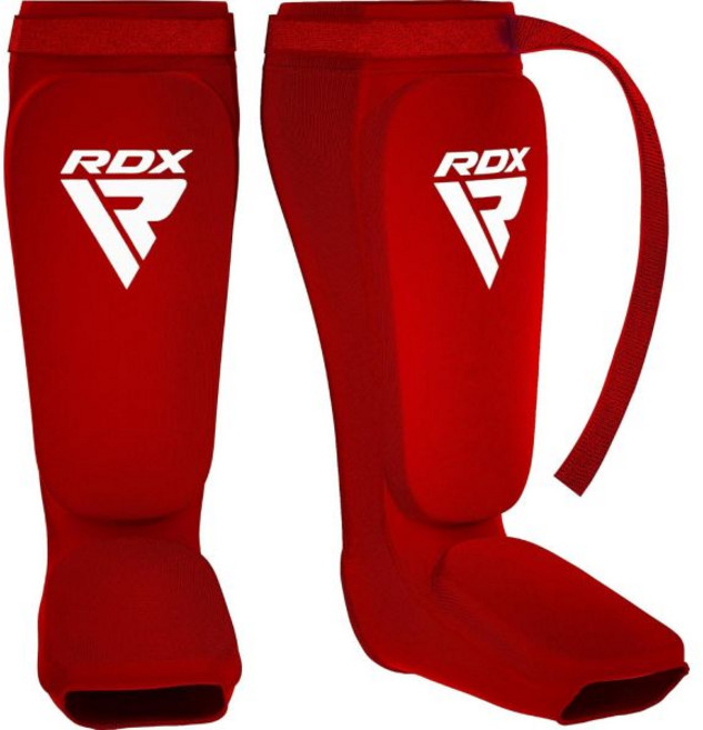 RDX 신가드 킥복싱 무에타이 SATRA 승인 MMA 다리발등 보호대 스파링 트레이닝 격투기 복싱 탄력 패딩 가라테 BJJ 태권도 장비 남자 여자, 빨간색 흰색, 1개