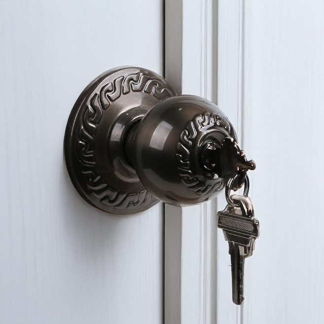 (락이록이) 100%국산 원형 실린더 방문손잡이, AB, 1개