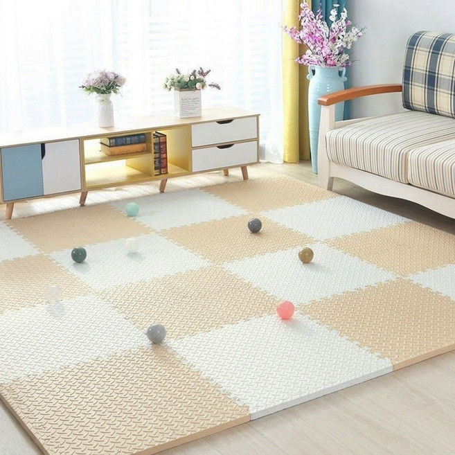 생활연구소 EVA 고탄력 양면사용 방수 미끄럼방지 층간소음방지 퍼즐매트 2.5cm, 16개, 화이트+아이보리