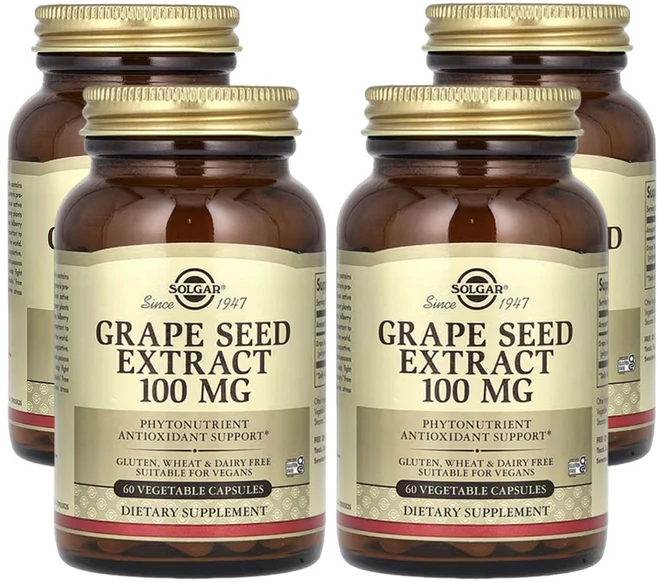 솔가 포도씨 추출물 100mg 베지캡슐 60정, 4개 - 쿠팡