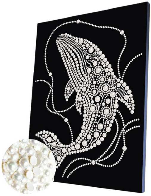 보석십자수 다이아몬드 페인팅 DIY 30x40cm 초보자용 감성 인테리어 비즈아트 키트, 1개, 고래