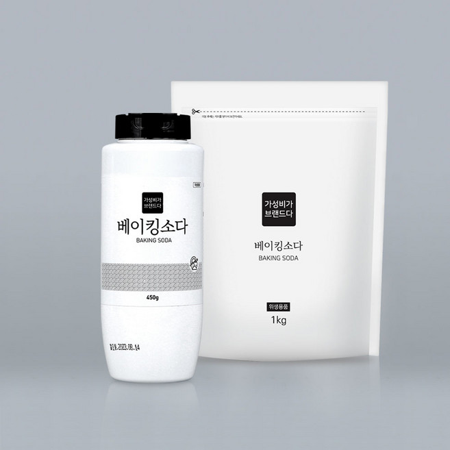 가성비가브랜드다 베이킹소다 본품450g+리필1kg / 빨래 청소 과일 야채 주방세제, 1세트