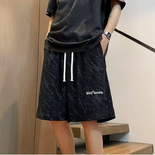 【潮牌刺繡】五分短褲 運動短褲 休閒短褲 夏季短褲 男士短褲 寬鬆薄款 美式復古 大碼百搭 街頭潮流 健身出行