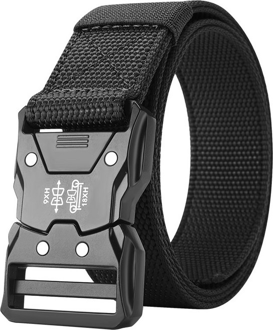 CKIRUV 남성 전술 아웃도어 훈련 군사 등산 코브라 트레이닝 바지 벨트 알로이 버클 1초만에 풀어져 내구성이 좋음, 블랙, 1개