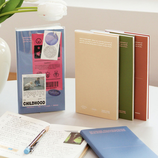 기본 6개월 다이어리 만년형 위클리 핸디 커버, 샌드, 1개