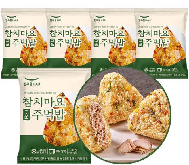 [도도나몰] 한우물 구운주먹밥 참치마요, 100g, 5개