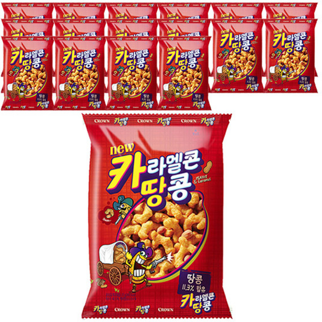 크라운 카라멜콘땅콩, 72g, 16개