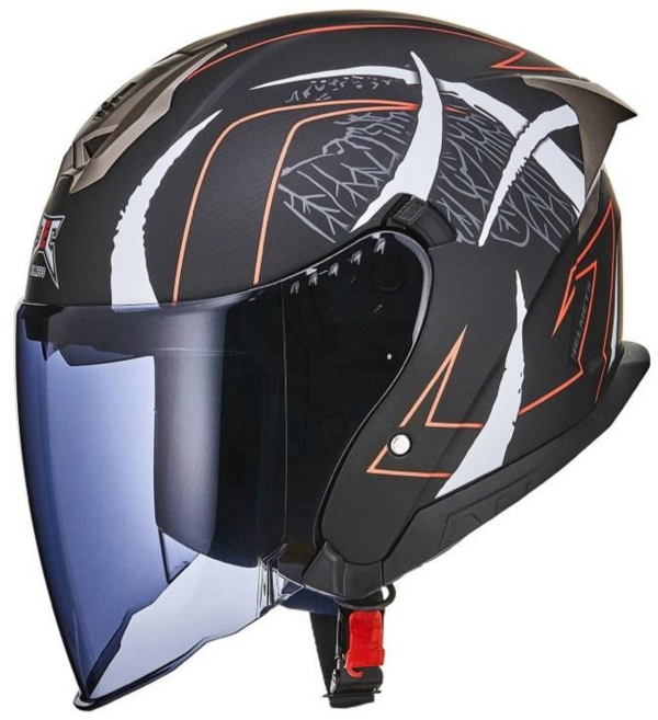 JEC OB5 헬멧 오토바이 썬바이저 기어리스 DOT인증 경량 하프페이스 대두 대형 빅사이즈 큰머리 3XL, 블랙데칼