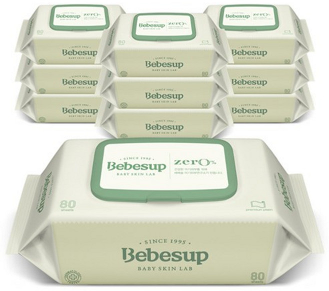 베베숲 저자극 제로 물티슈 캡형 55평량, 55g, 80개입, 60개