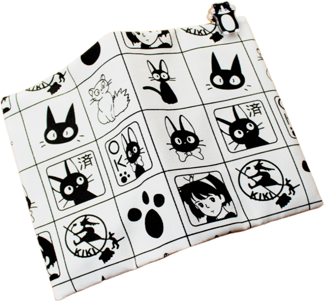 고양이 패브릭 키키 북커버 파우치 책 표지 커버, 1개, 블랙