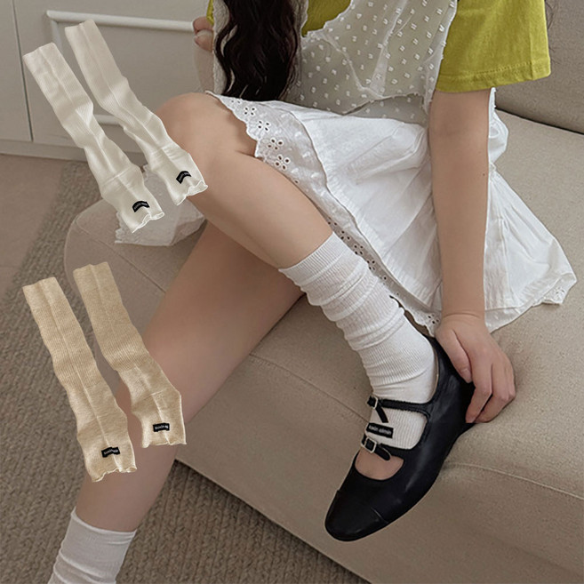 에이블탑 여름 레그워머 여성 라벨 얇은 발토시 2족 n431