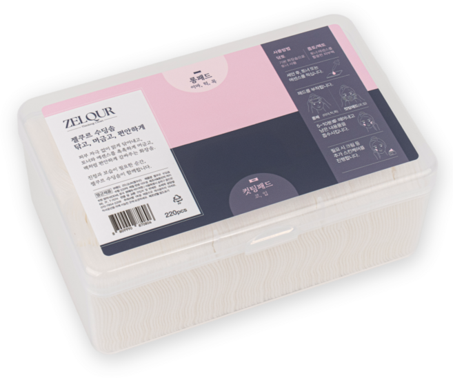 젤쿠르 수딩솜 늘어나는 화장솜 머미팩 토너팩, 1개, 220매입