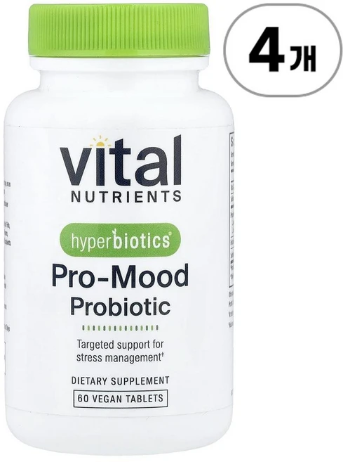 바이탈 뉴트리언츠 하이퍼바이오틱스 프로-무드 유산균 Vital Nutrients Hyperbiotics® Pro-Mood Probiotic 60정, 4개 - 쿠팡