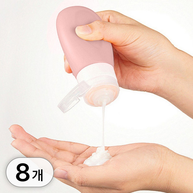 투데이리빙 8개 세트 90ml 여행용 실리콘 공병 새지않는 여행 휴대용 샴푸 화장품 로션 소분 세면도구 미니 튜브 용기 다용도 소분통, 1세트, R98244A(혼합색상