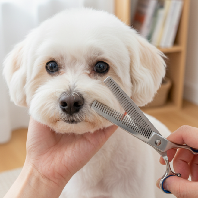 바람펫 셀프미용 반려동물 숱가위, 1개, 실버
