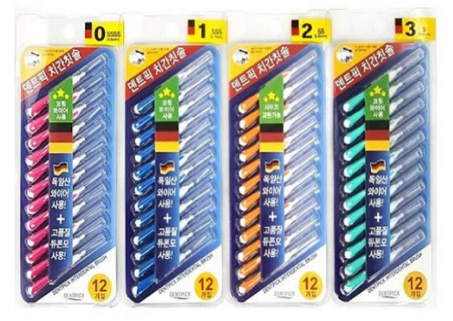 독일산 와이어 / 듀폰모 - 덴트픽 치간칫솔 I자형 12개입 - 0 1 2 3번 사이즈선택 x 3개, 2) SS-0.7mm-3개