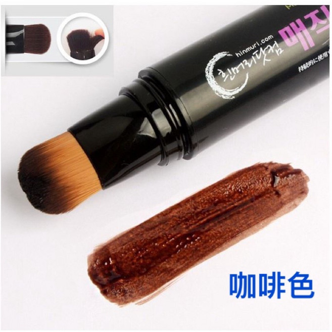 一次性遮蓋白髮染髮粉餅組 含髮際線刷 方便攜帶。, 咖啡色,染髮棒, 1個