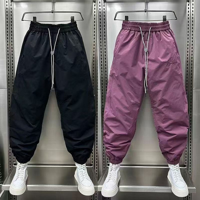 십전십미 여름 와이드 속건 조거 솔리드 배기 남성 슬림 트레이닝 바지