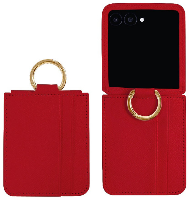 리네시 갤럭시 호환 Z플립7 지플립7 힌지보호 카드수납 핸드폰 가죽 지갑 케이스