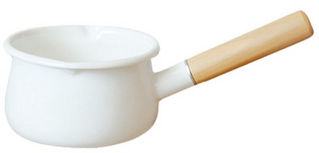 인덕션 법랑 우드핸들 편수 밀크팬, 15.3cm, WhiteColor, 4개