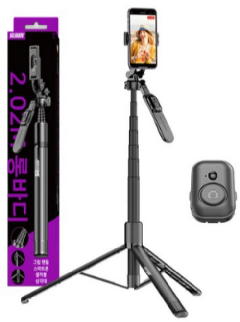 셀루미 롱바디 그립 핸들 휴대폰 셀카봉 삼각대 무광 블랙 202cm, SEL-ML2020S, 3개, BLACK/ 블랙