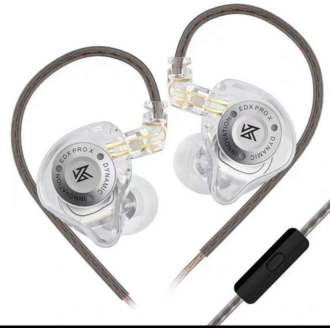 KZ EDX PRO X動圈耳機 帶麥 有線控 HIFI音質 手機通用 入耳式 運動 音樂耳機, 透白色（帶麥）