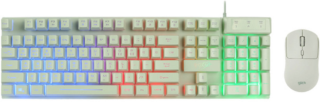 지클릭커 레인보우 LED 멤브레인 104키 유선 키보드 마우스 세트, 일반형, 그린, GMK-315