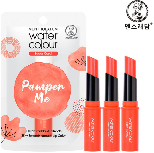 멘소래담 워터컬러 립밤, 02 슈가코랄, 3g, 3개