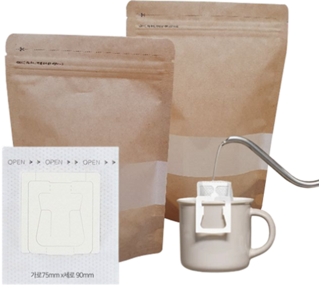 미스터빈 드립백 필터 커피 여과지 거름망 드리퍼 일본 오키 정품 OHKI 실링가능 일회용 휴대용 핸드 드립 커피소분 소분 캠핑용 filter 50개, 2개, 25개