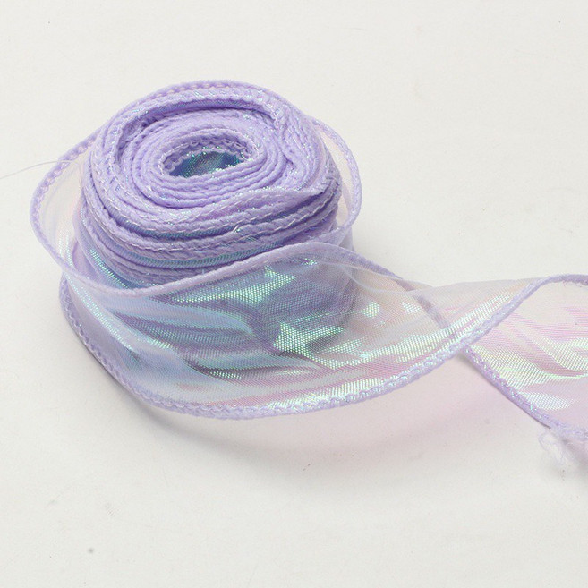 幻彩魚尾紗絲帶 10碼大捲 幻彩紫 波浪紗 蛋糕花束禮品包裝緞帶, 1個