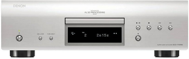 데논 Denon DCD-1700NE SACD 플레이어 가정용 CD 초정밀 192kHz/32비트 D/A 컨버터 진동 방지 디자인 DSD FLAC WAV 파일 지원 순수, Silver